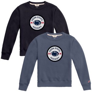 navy and denim blue youth crew neck sweatshirts with Penn State Athletic Logo Hockey Puck